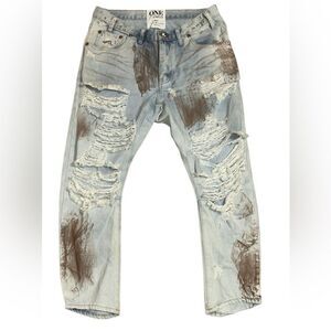One Teaspoon Distressed Paint Splatter Jeans(Size 26)